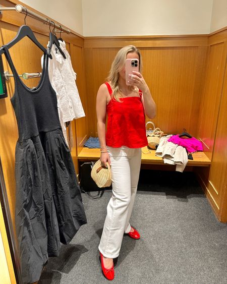 Red blouse for summer & the 4th of July! Fit is true to size, in the XS. Super chic white jeans with gold buttons too. In the size 25 and true to size ❣️ #JCrew #JCrewObsessed #classicstyle #springstyle #springstyleinspo #outfitinspo #summerstyle #summerinspo #springbreakoutfits 

#LTKstyletip #LTKsalealert #LTKSeasonal