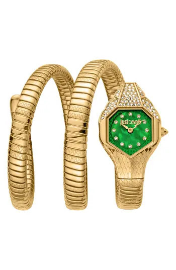 Just Cavalli Snake Bracelet Watch, 22mm x 35mm in Gold at Nordstrom Rack | Nordstrom Rack