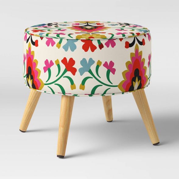 Aristida Round Cone Leg Ottoman Alejandra Print - Opalhouse™ | Target