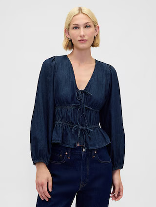 Denim Tie-Front Crop Shirt | Gap (US)