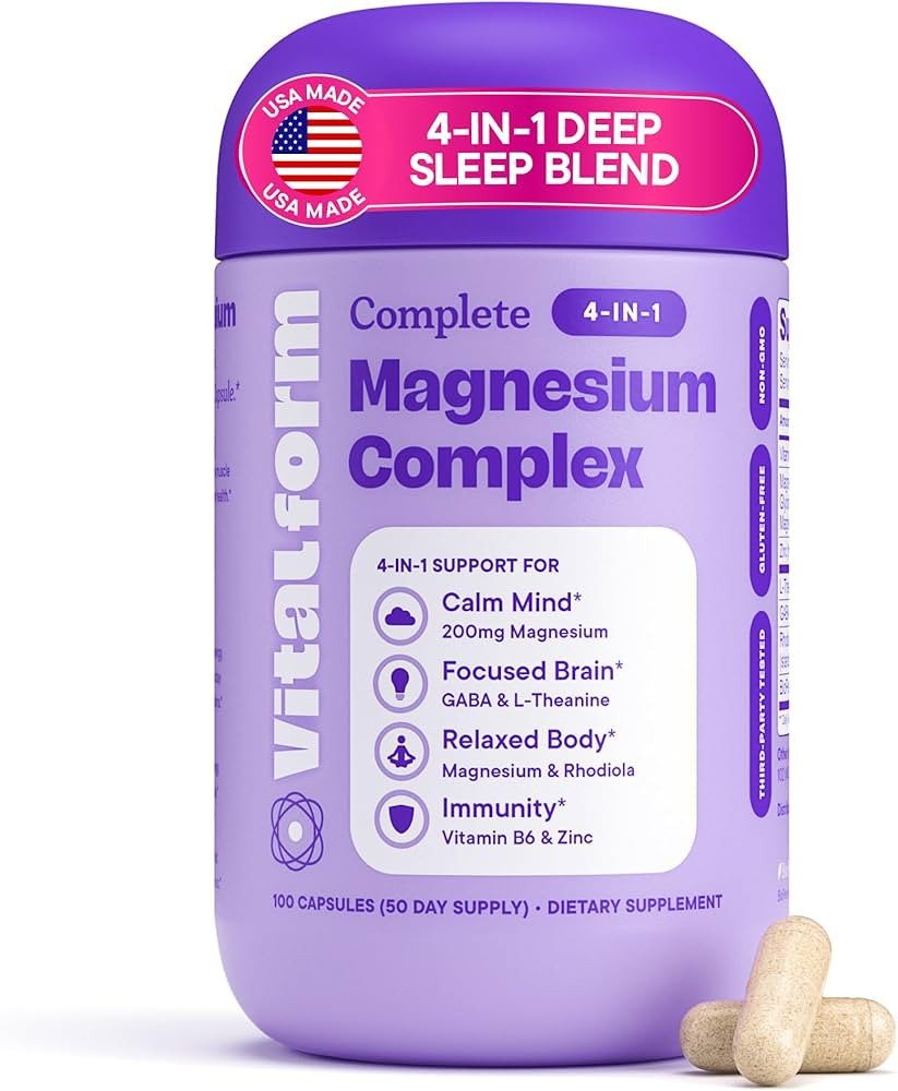 Magnesium Glycinate Sleep Complex – L-Theanine, GABA, Rhodiola, Zinc & B6 – Non-Melatonin Nat... | Amazon (US)
