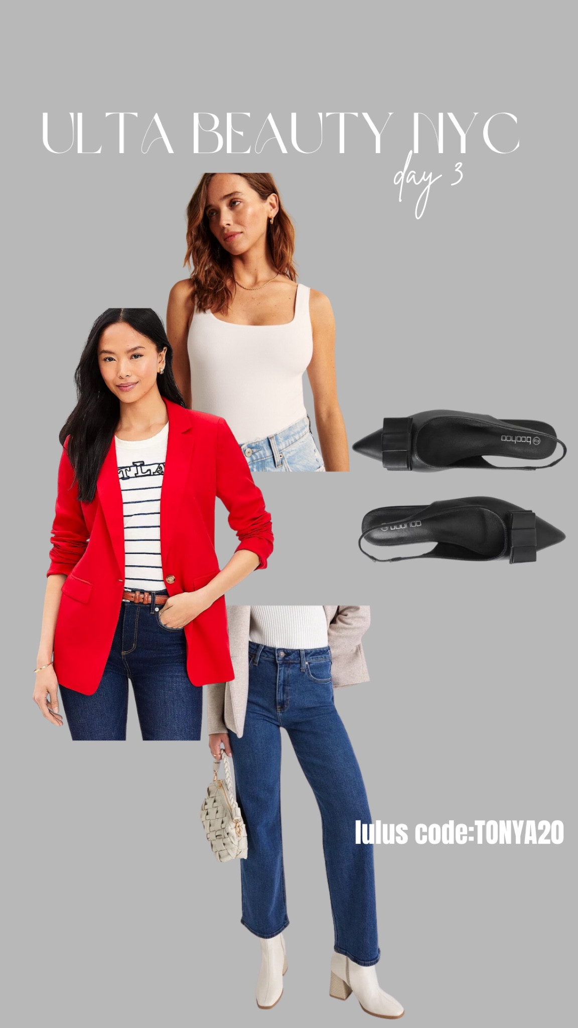 Shop my look from day 3 in NYC with ULTA!

Blazers, bodysuits, jeans, flats & more 🤍

#LTKstyletip #LTKworkwear #LTKfindsunder100