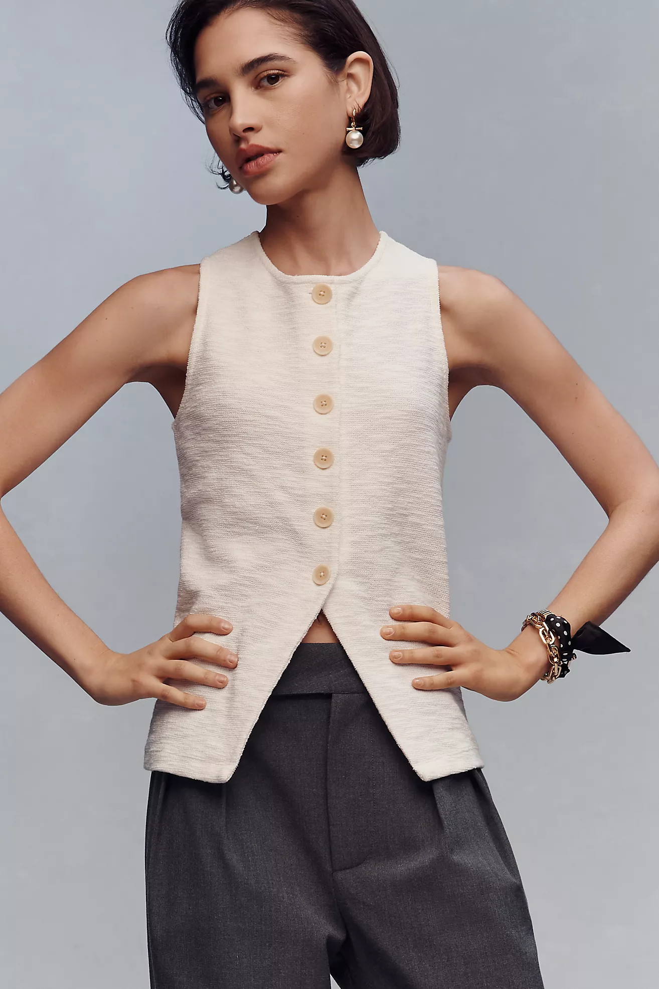 Sanctuary Nothing Extra Knit Button Front Vest | Anthropologie (US)