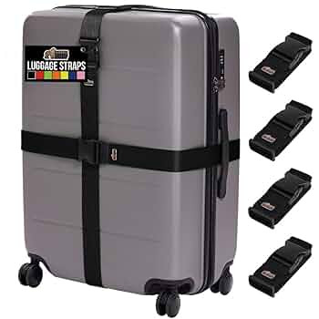GORILLA GRIP Heavy Duty 4 Pack Adjustable Luggage Straps for Suitcases, Easy to Identify Travel B... | Amazon (US)