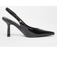 Quiz Black Patent Sling Back Court Heels | Very (UK)