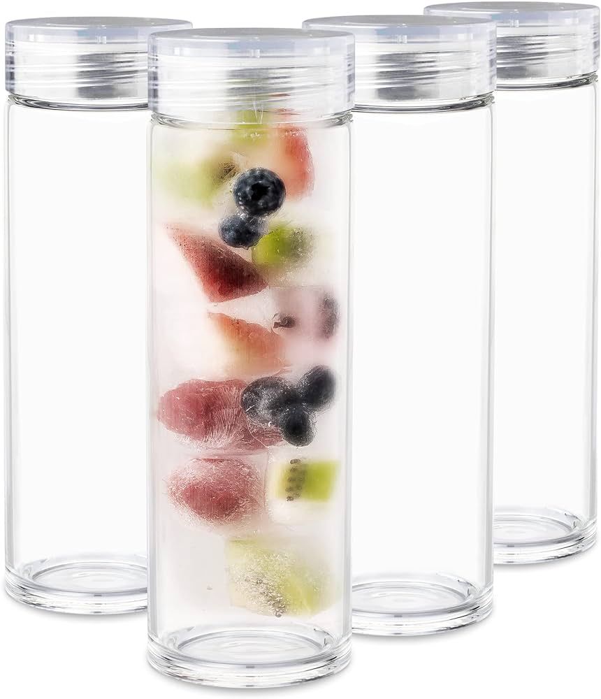 Glass Water Bottles - 4 Pack Wide Mouth Juice Bottles with Clear Lids for Juicing, Smoothies, Fru... | Amazon (US)