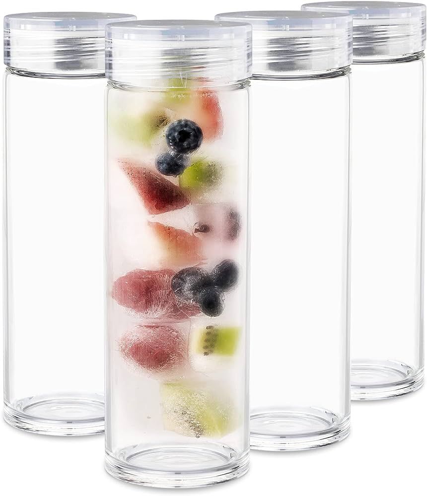 Glass Water Bottles - 4 Pack Wide Mouth Juice Bottles with Clear Lids for Juicing, Smoothies, Fru... | Amazon (US)