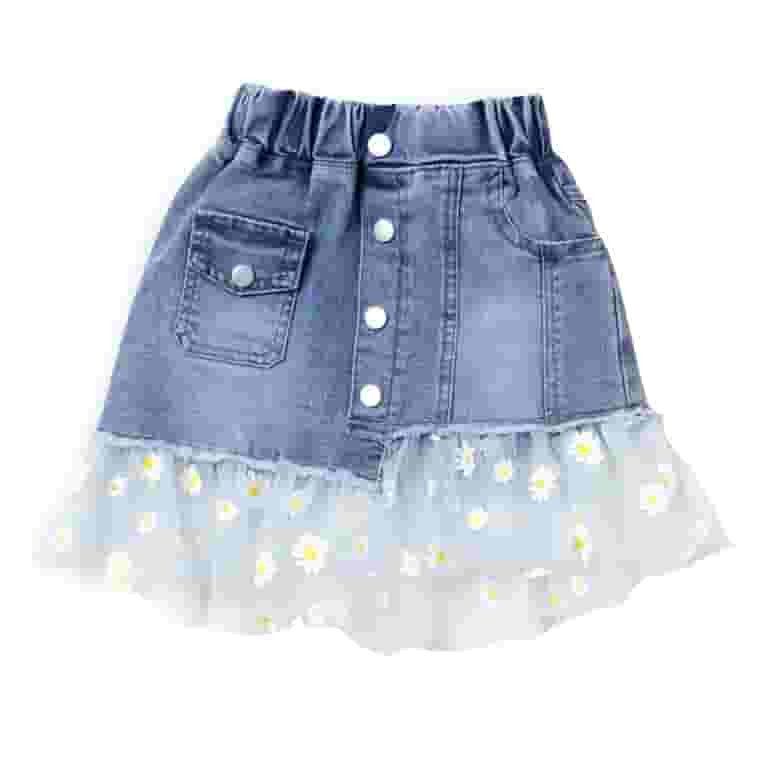 GYRATEDREAM Toddler Baby Girls Summer Denim Skirt New Kids Daisy Print Elastic High Waist A Line ... | Walmart (US)