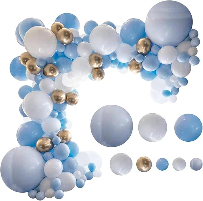 DIY Balloons Garland Kit Blue White and Gold Balloons for Wedding Birthday Festival Party Decorat... | Amazon (US)