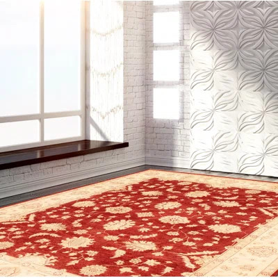 One-of-a-Kind Hand-Knotted New Age 7'11" x 9'10" Wool Area Rug in Red/Beige | Wayfair North America