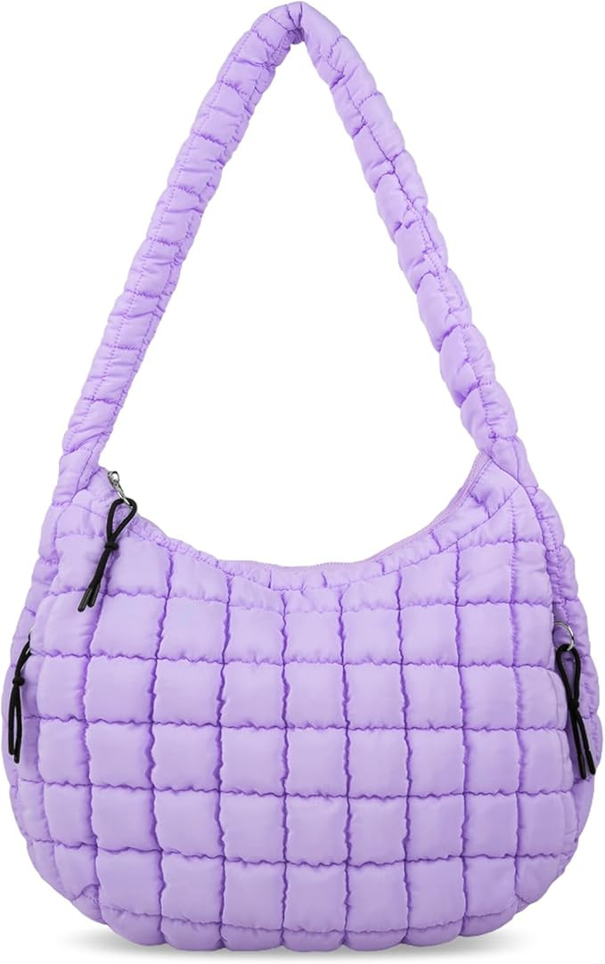 Quilted Puffer Tote Bag for Women Large Quilted Crossbody Bag Lightweight Nylon Puffy Quilted Car... | Amazon (US)