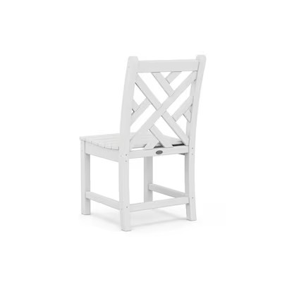 POLYWOOD Chippendale White HDPE Frame Stationary Dining Chair with Slat Seat | Lowe's