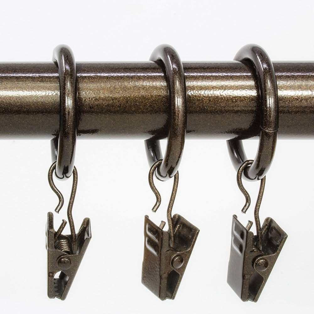 Chicology Clip Rings, Fits Rods 3/4-in. Diameter, Curtain & Drapery Hardware, Essential Bronze - ... | Amazon (US)