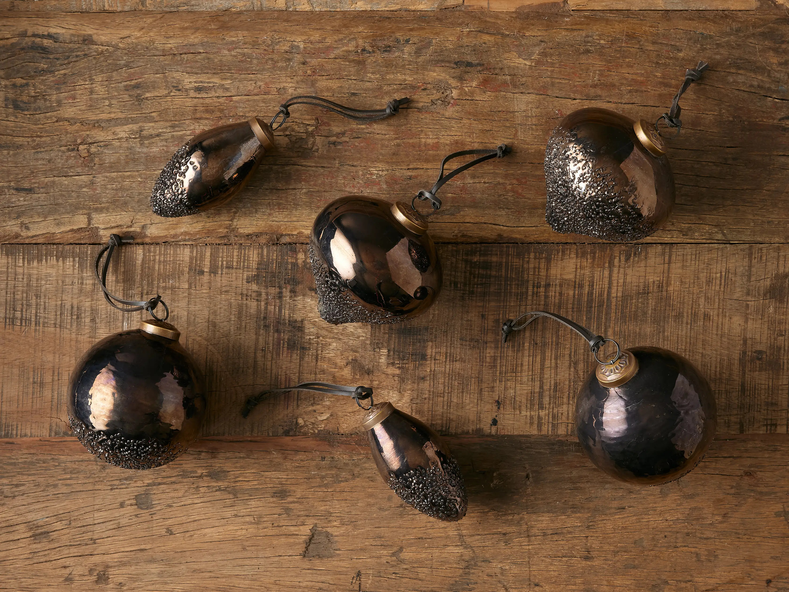 Raindrop Brown Ornaments (Set of 6) | Arhaus