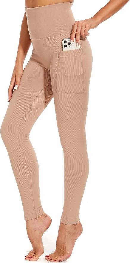 LUOYANXI Fleece Lined Leggings for Women Ribbed Thick High Waisted Leggings Winter Warm Tights wi... | Amazon (US)