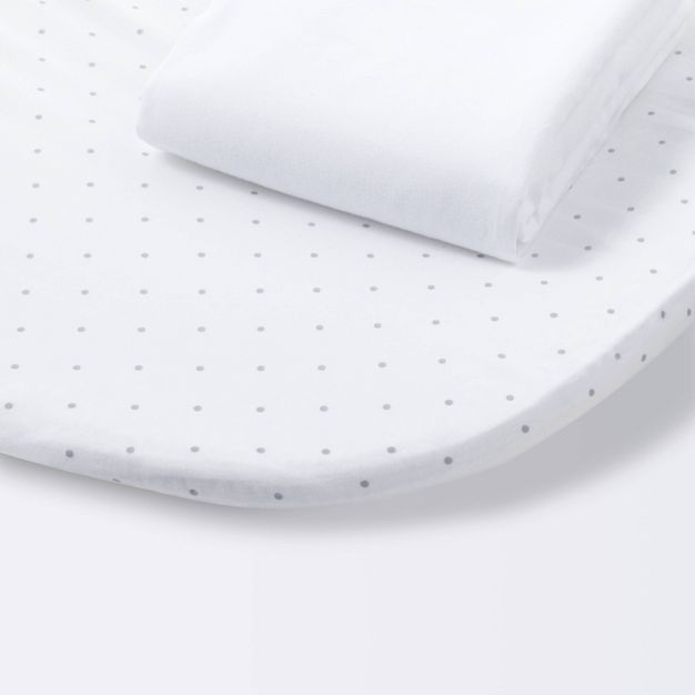 Fitted Oval Bassinet Sheets Dots & Solid 2pk - Cloud Island™ Gray/White | Target