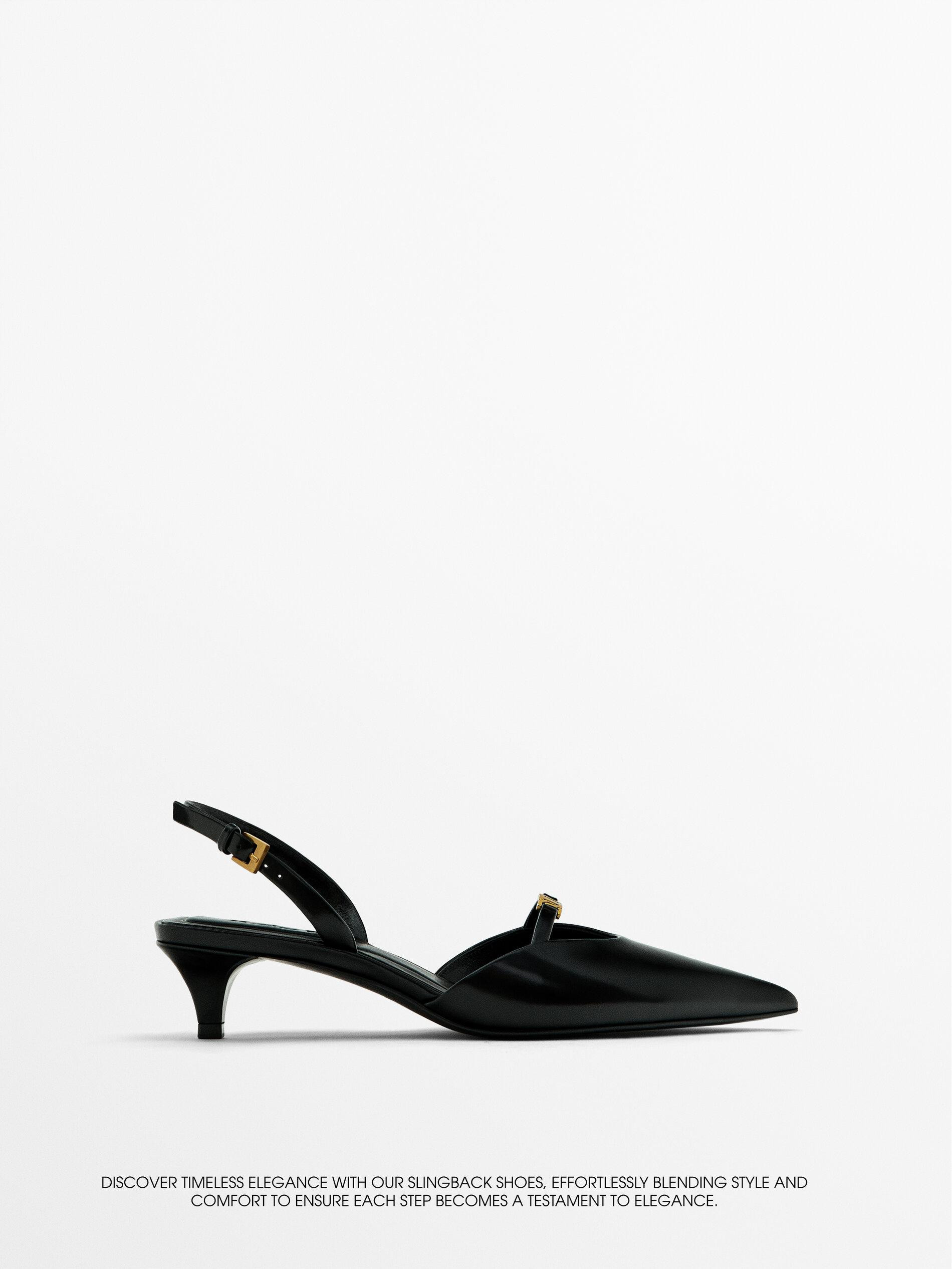 Slingback shoes with decorative metal detail | Massimo Dutti UK