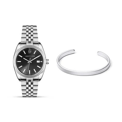 Men's 41mm Belgravia Grey Watch & Memento Cuff Bangle Set (Silver) | Abbott Lyon