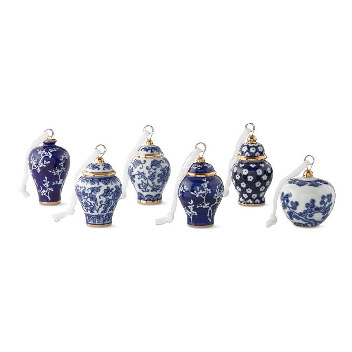 Mini Ginger Jar Ornaments with Gold Detail, Set of 6 | Williams-Sonoma