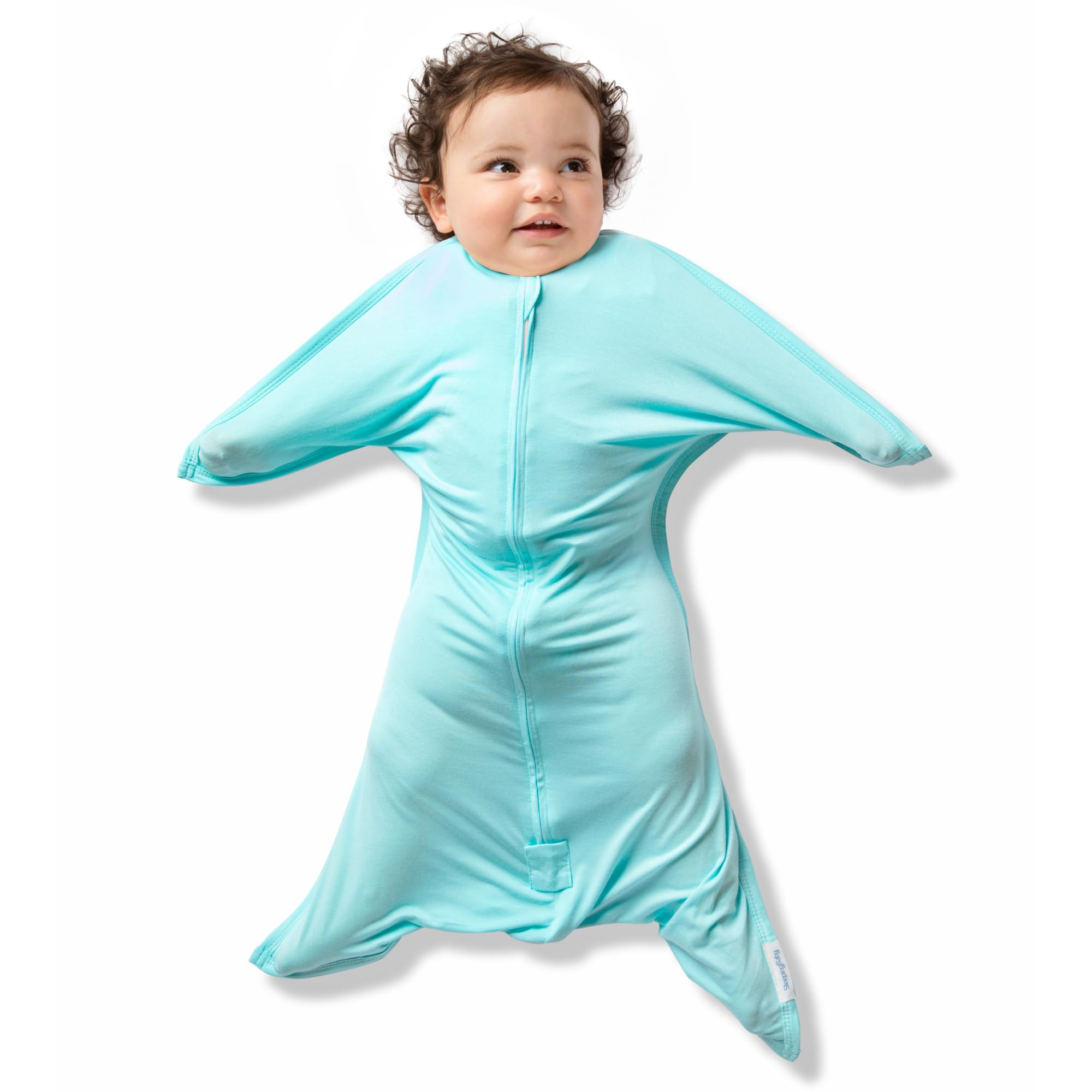 SleepingBaby EverSoft Zipadee-Zip Transitional Swaddle Sack, Viscose from Bamboo, Wearable Blanket with 2-Way Zipper - Sea Glass, M | Amazon (US)