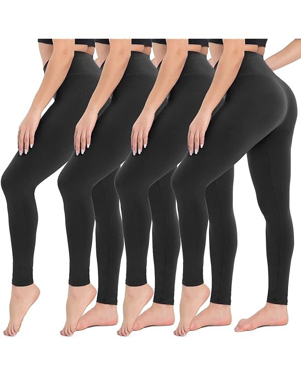 CAMPSNAIL 4 Pack Leggings for Women - High Waisted Tummy Control Yoga Pants for Workout Gym Black... | Amazon (US)