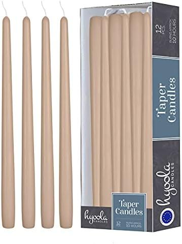 Amazon.com: 12 Pack Tall Taper Candles - 12 Inch Sahara Beige Dripless, Unscented Dinner Candle -... | Amazon (US)