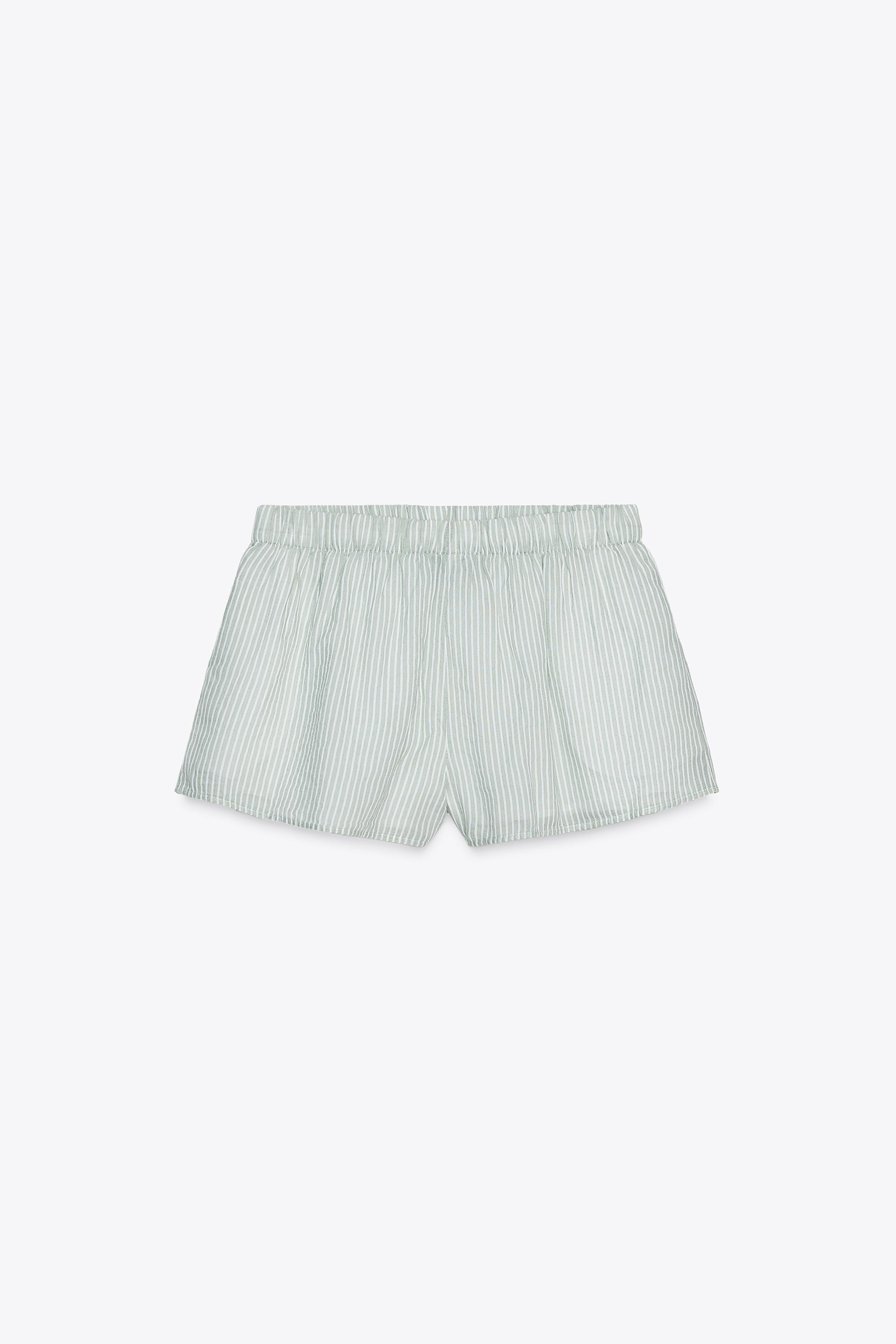 STRIPED GAUZE PAJAMA SHORTS | Zara US