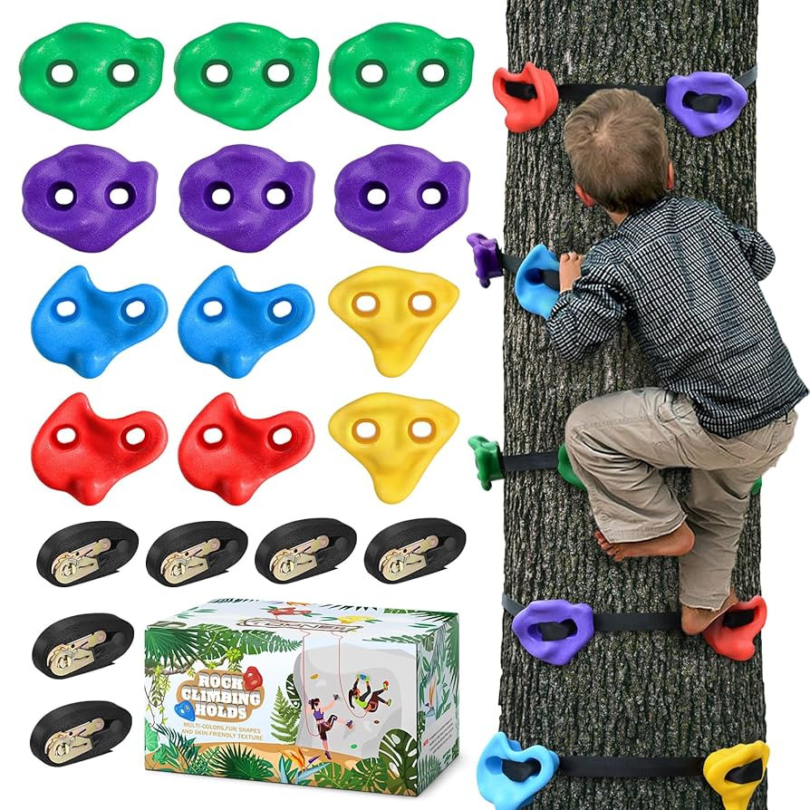 TOPNEW 12 Ninja Tree Climbing Holds for Kids Climber, Adult Climbing Rocks with 6 Ratchet Straps ... | Amazon (US)