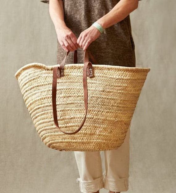 Market basket,Moroccan bag, moroccan straw bag, moroccan basket, french basket bag, farmers marke... | Etsy (ES)
