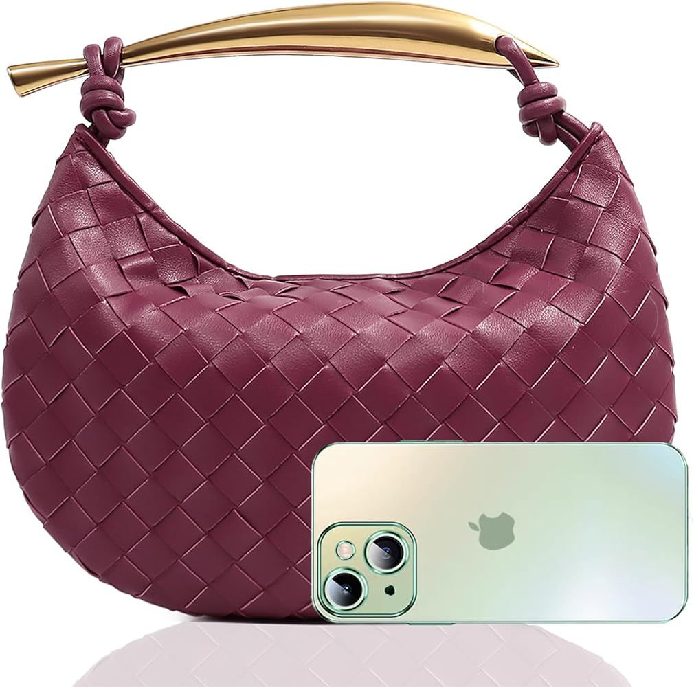 Bisadon Woven Leather Handbag Fashion Dumpling Bag Evening Bag for Women Hobo Bag Knotted Clutch ... | Amazon (US)