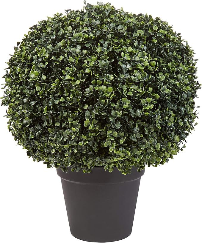 Artificial Boxwood Plant - 21-Inch Topiary Ball Faux Plant - Indoor or Outdoor Fake Plants for Ho... | Amazon (US)