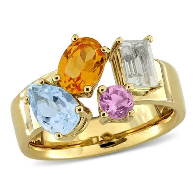 EVERLY JEWELRY | Yellow Plated Sterling Silver 2 3/5 CT TGW Multi-Gem 4-Stone Ring | Target