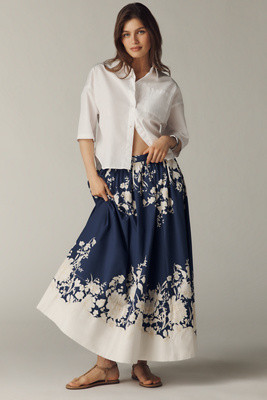 The Jacie Poplin Printed Maxi Skirt by Maeve | Anthropologie (US)