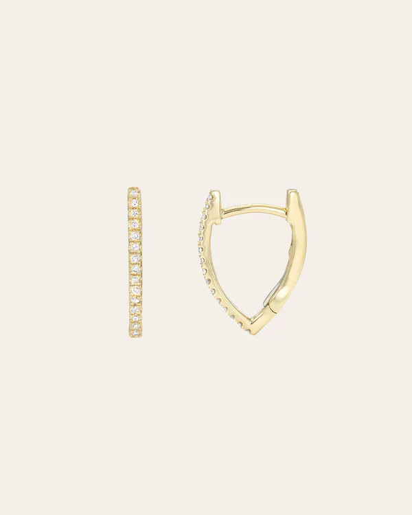 Diamond Curve Huggie Earrings | Zoe Lev Jewelry
