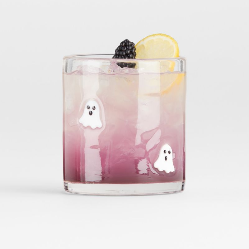 Halloween Ghost Double Old-Fashioned Glass | Crate & Barrel | Crate & Barrel