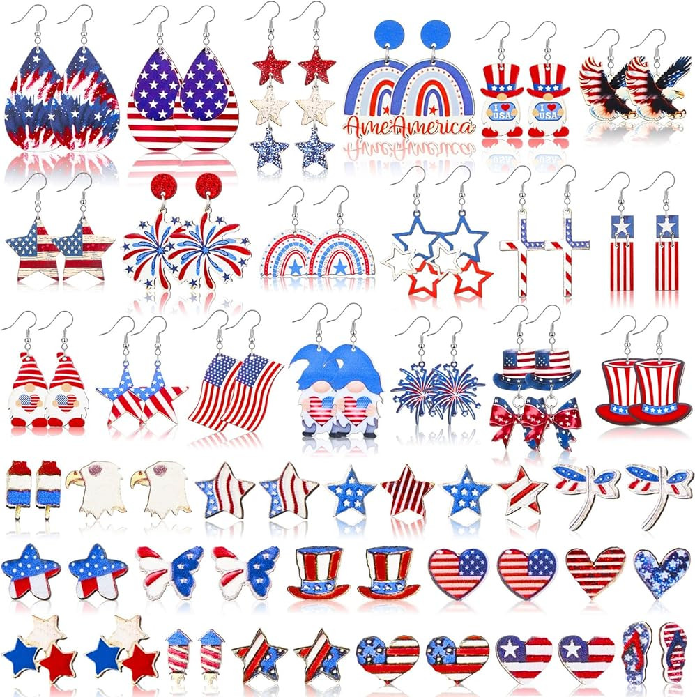 Nosiny Acrylic Independence Day Earrings Bulk 250th Anniversary 4th of July Earrings Patriotic Memorial Day Star USA Flag Jewelry for Women | Amazon (US)