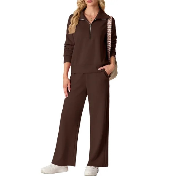 Cueply Two Piece Sets for Women Outfits Sweatsuits Long Sleeve Sweatshirts Sweatpant Lounge Set w... | Walmart (US)