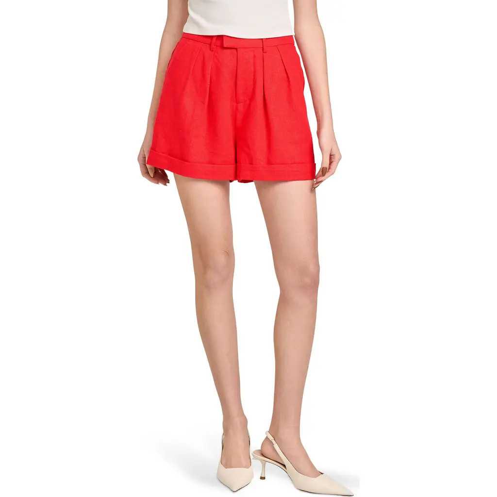 WAYF x Styled by COCO! Vera Linen Blend Shorts in Red at Nordstrom, Size X-Large | Nordstrom