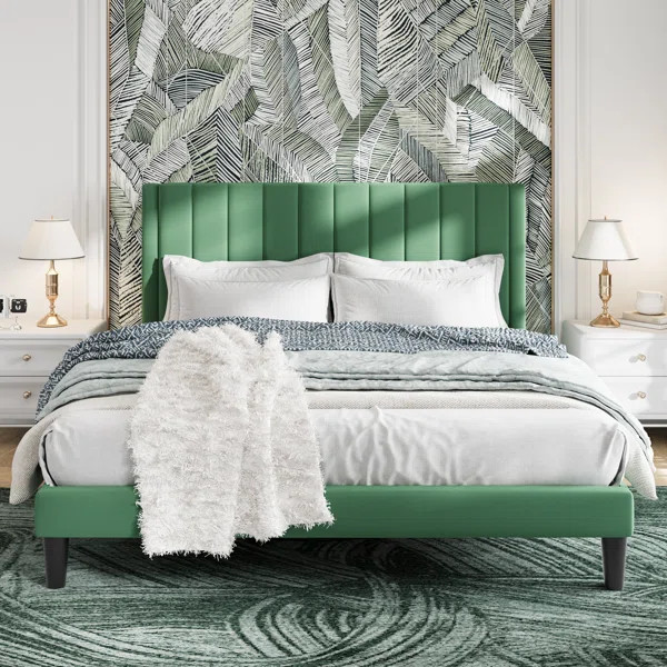 Cleo Velvet Upholstered Platform Bed | Wayfair North America