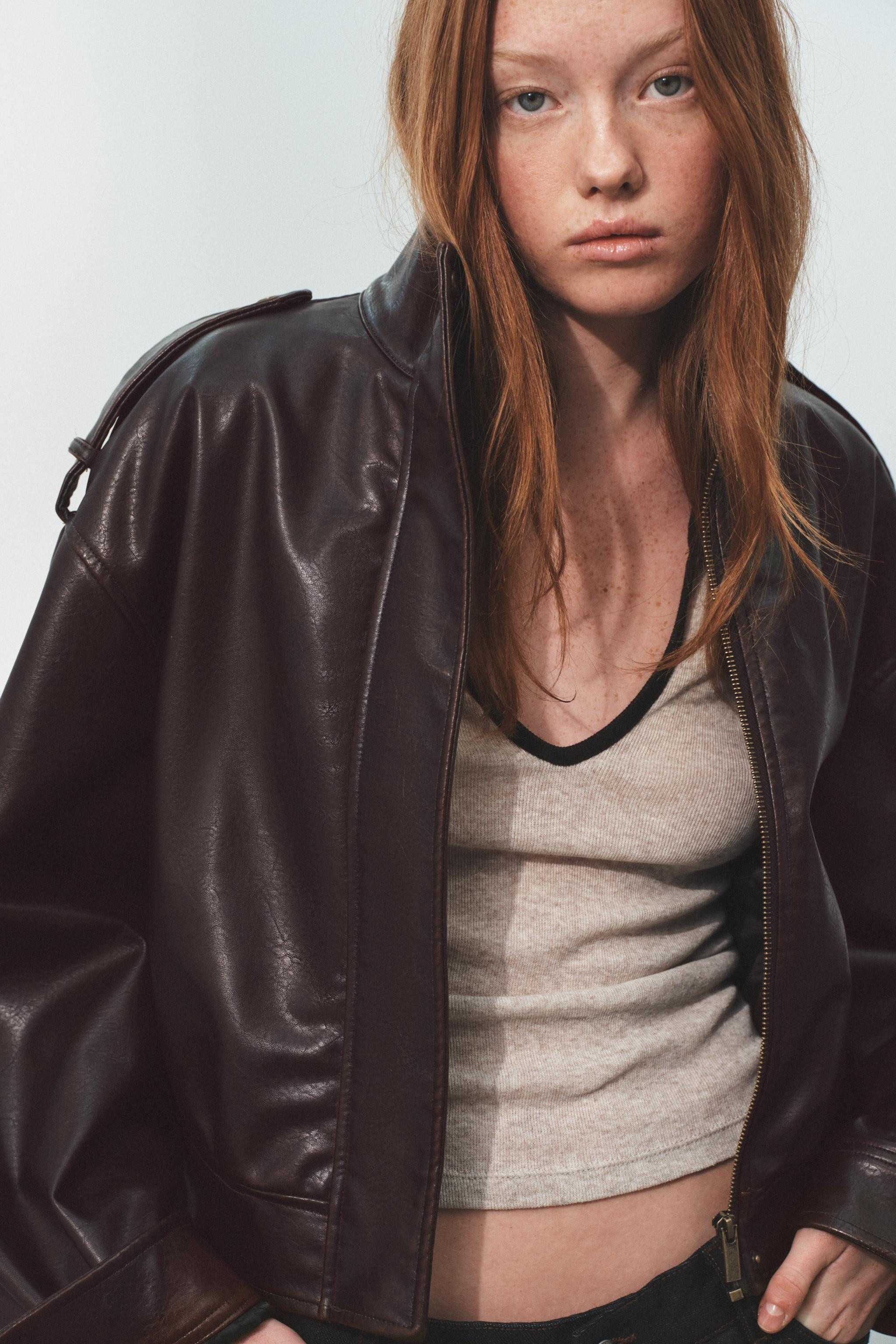 FAUX LEATHER JACKET WITH TABS | Zara AU