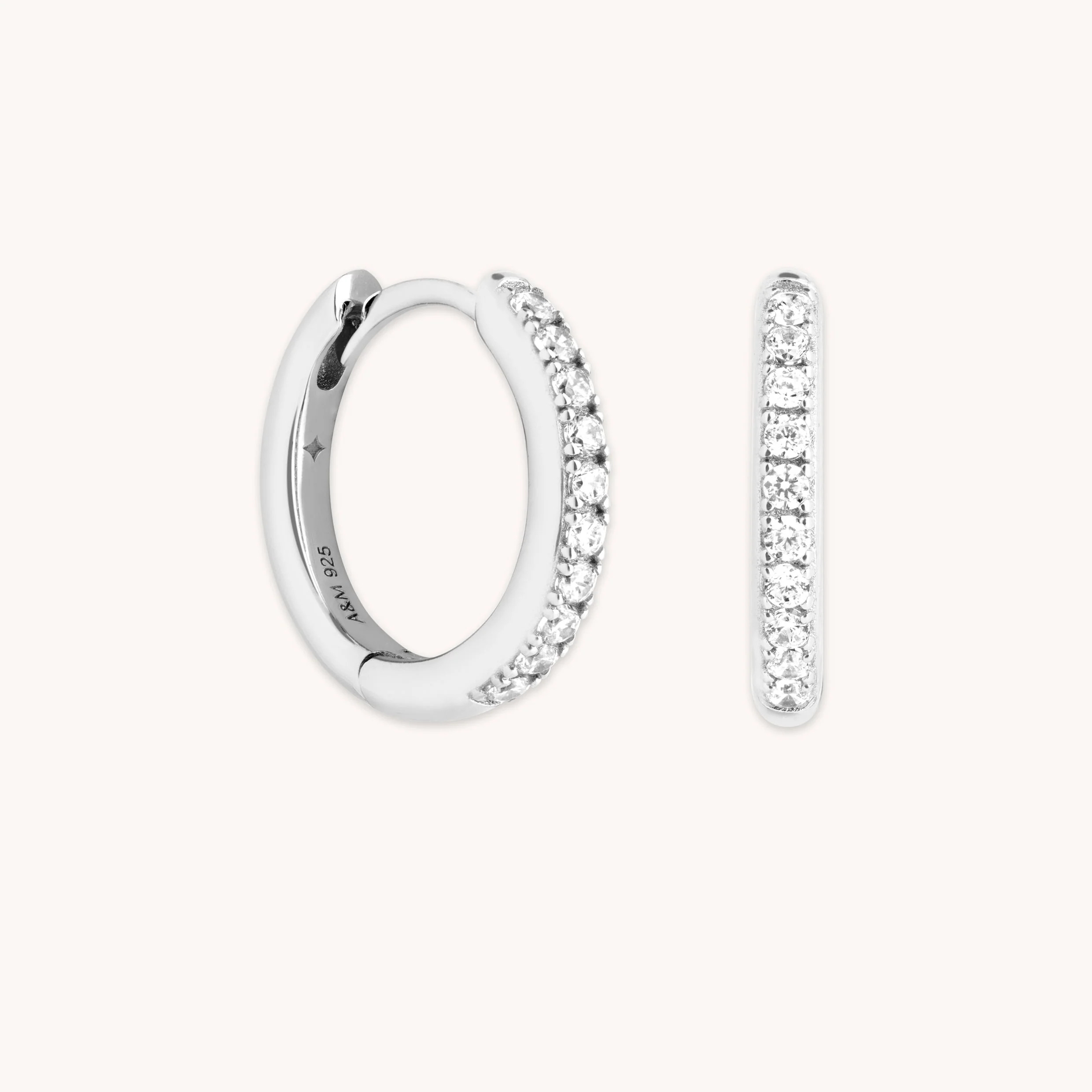Essential Crystal Small Hoops in Silver | Astrid & Miyu UK