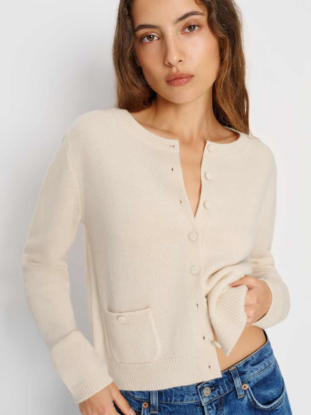 Clara Cashmere Crew Cardigan | Reformation (Global)