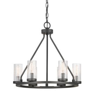 Hartwell 6-Light Graphite Chandelier with Antique Nickel Accents and Clear Seeded Glass | The Home Depot