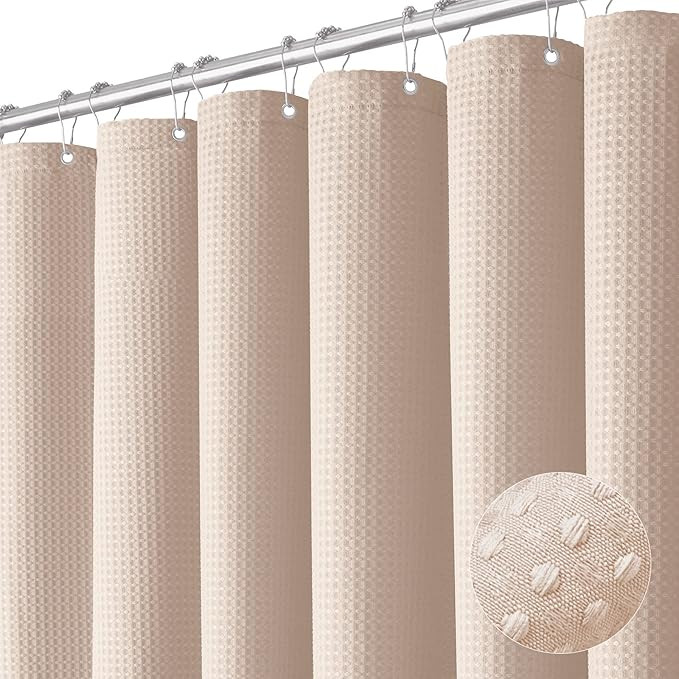 Dynamene Extra Long Shower Curtain - 84 Inch Long Waffle Weave Heavy Duty Fabric Bathroom Shower ... | Amazon (US)