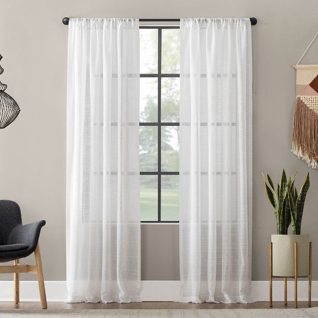 Textured Slub Stripe Sheer Anti-Dust Curtain Panel - Clean Window | Target