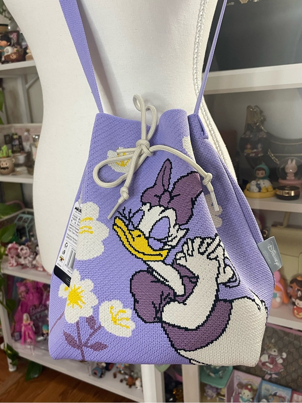 Disney Daisy Duck Floral Knit Bucket Shoulder Bag NWT | Poshmark