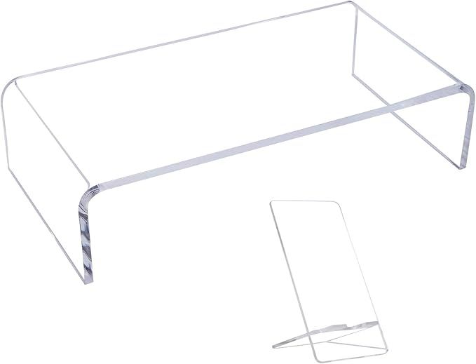 Afumazi Acrylic Monitor Stand, Acrylic Laptop Computer Riser with Phone Holder, Clear Desk Stand ... | Amazon (US)