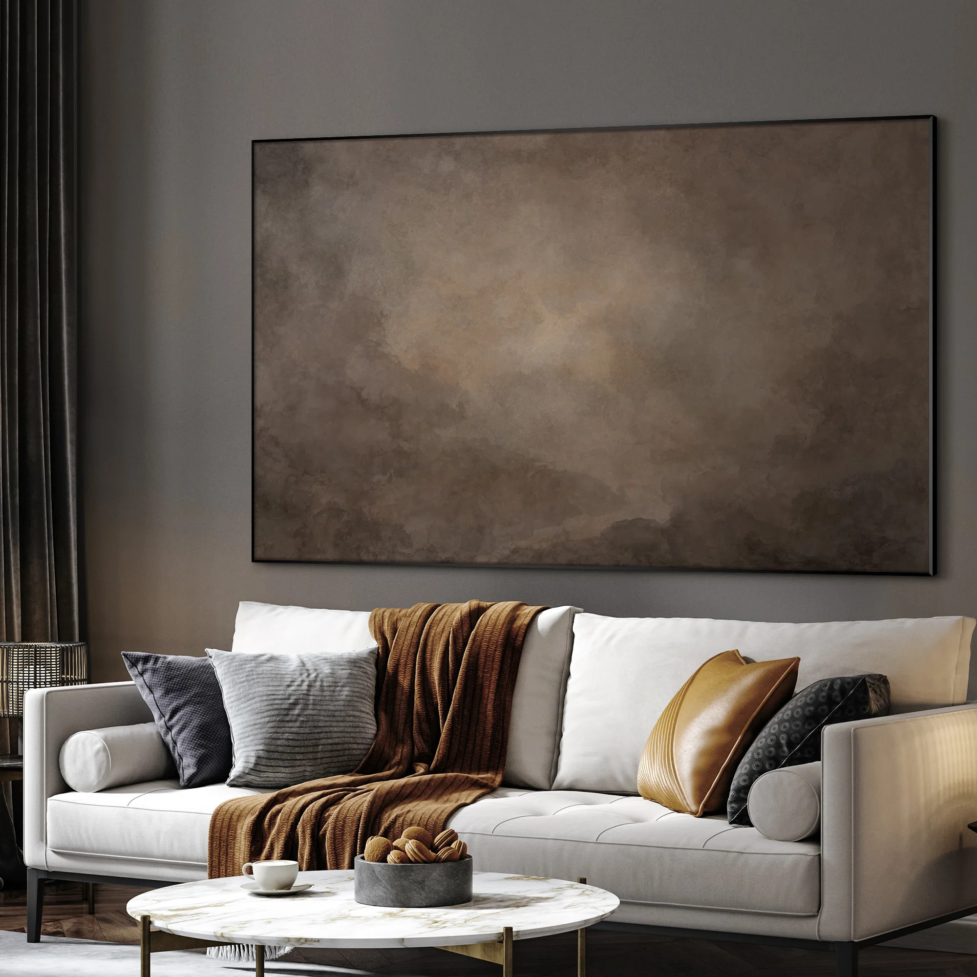 Extra Large Brown Cloud Wall Art Print - Neutral Abstract Decor for Bedroom or Office, Frame Assembly Required (Frame Assembly Required) | Wayfair North America