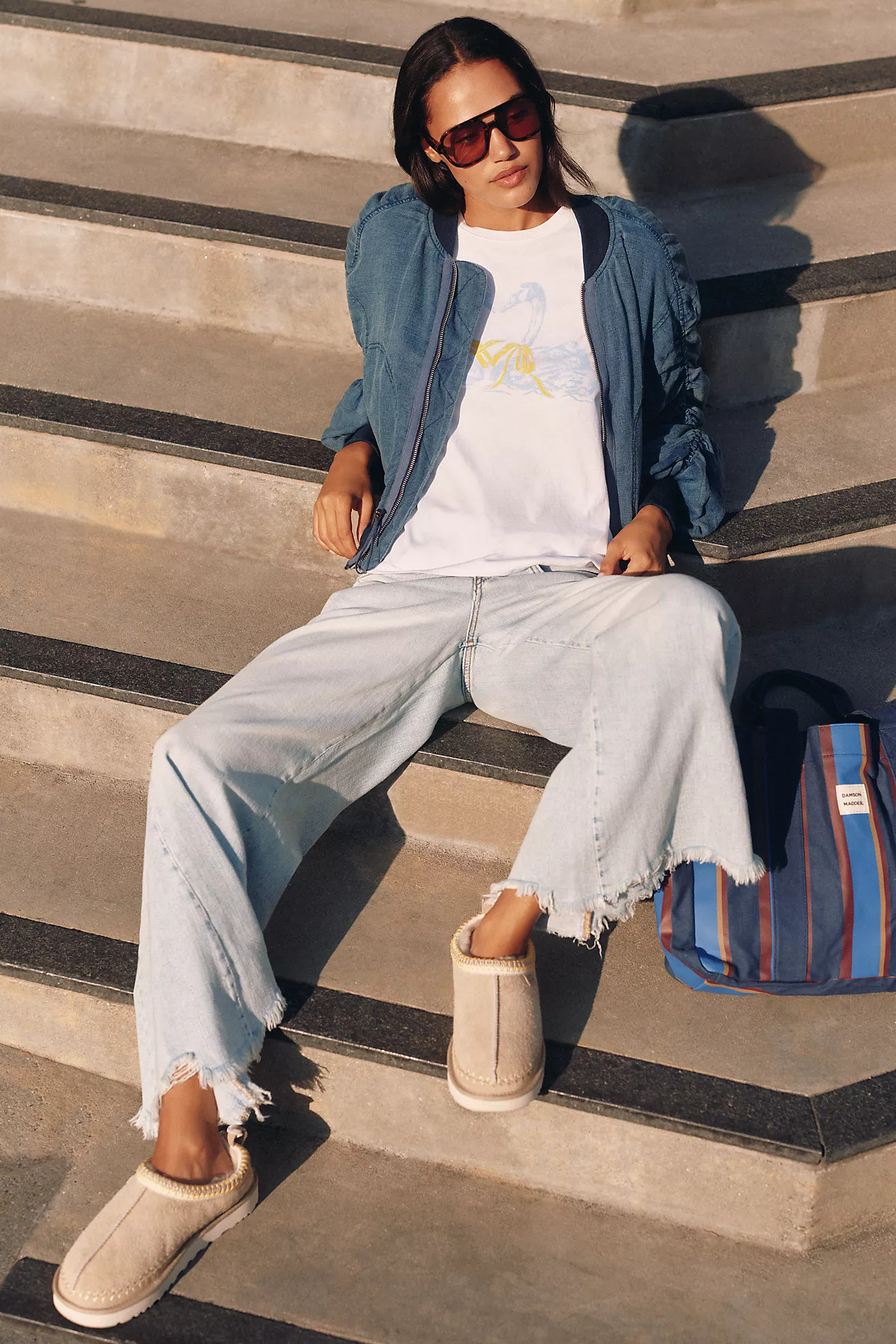 The Adi Regenerative Cotton Mid-Rise Flare Jeans by Pilcro | Anthropologie (US)