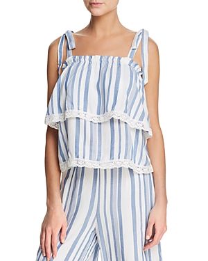 Lost + Wander Marina Tiered Lace-Trimmed Striped Top | Bloomingdale's (US)